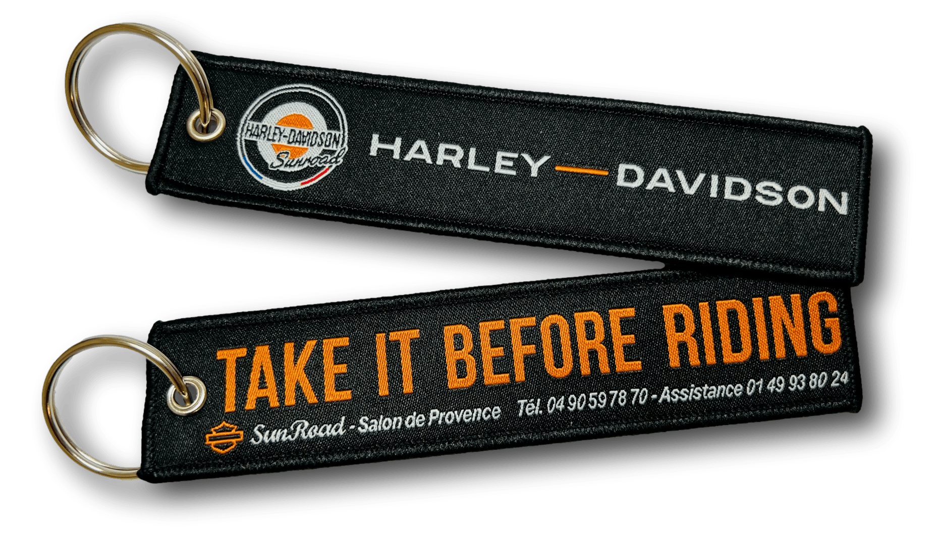 porte clé personnalisé Harley Davidson Noir et orange